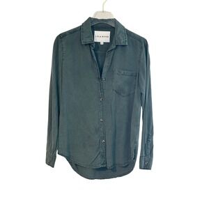 Lola River NYC -Size XS (oversized) Button Down - Dark GreenPocket - B4